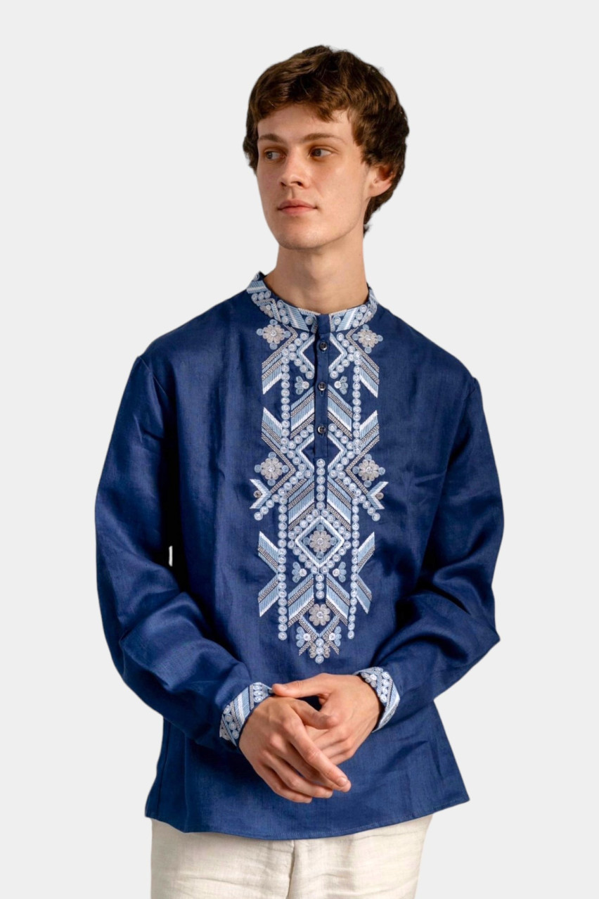 Синя дизайнерська вишиванка «Доріжка» GAPTUVALNYA