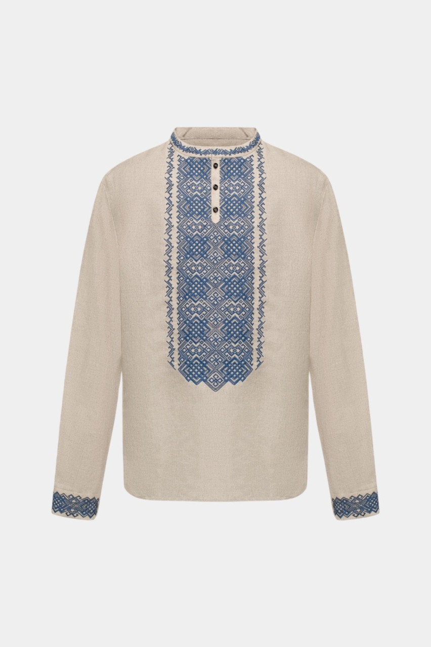 Бежева сорочка з дизайнерською вишивкою «Опришок» GAPTUVALNYA