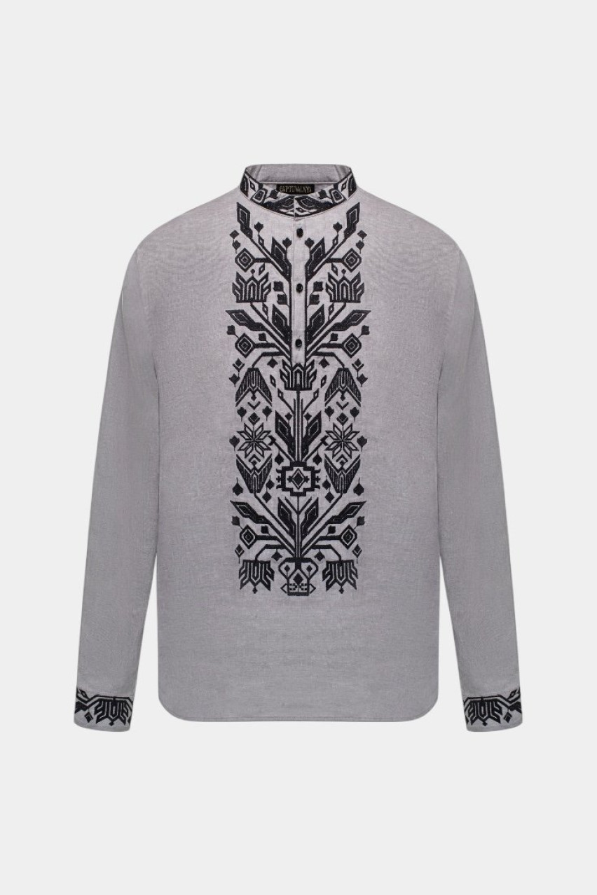 Сіра сорочка з традиційною вишивкою «Килимок» GPTV_BB_1337 GAPTUVALNYA