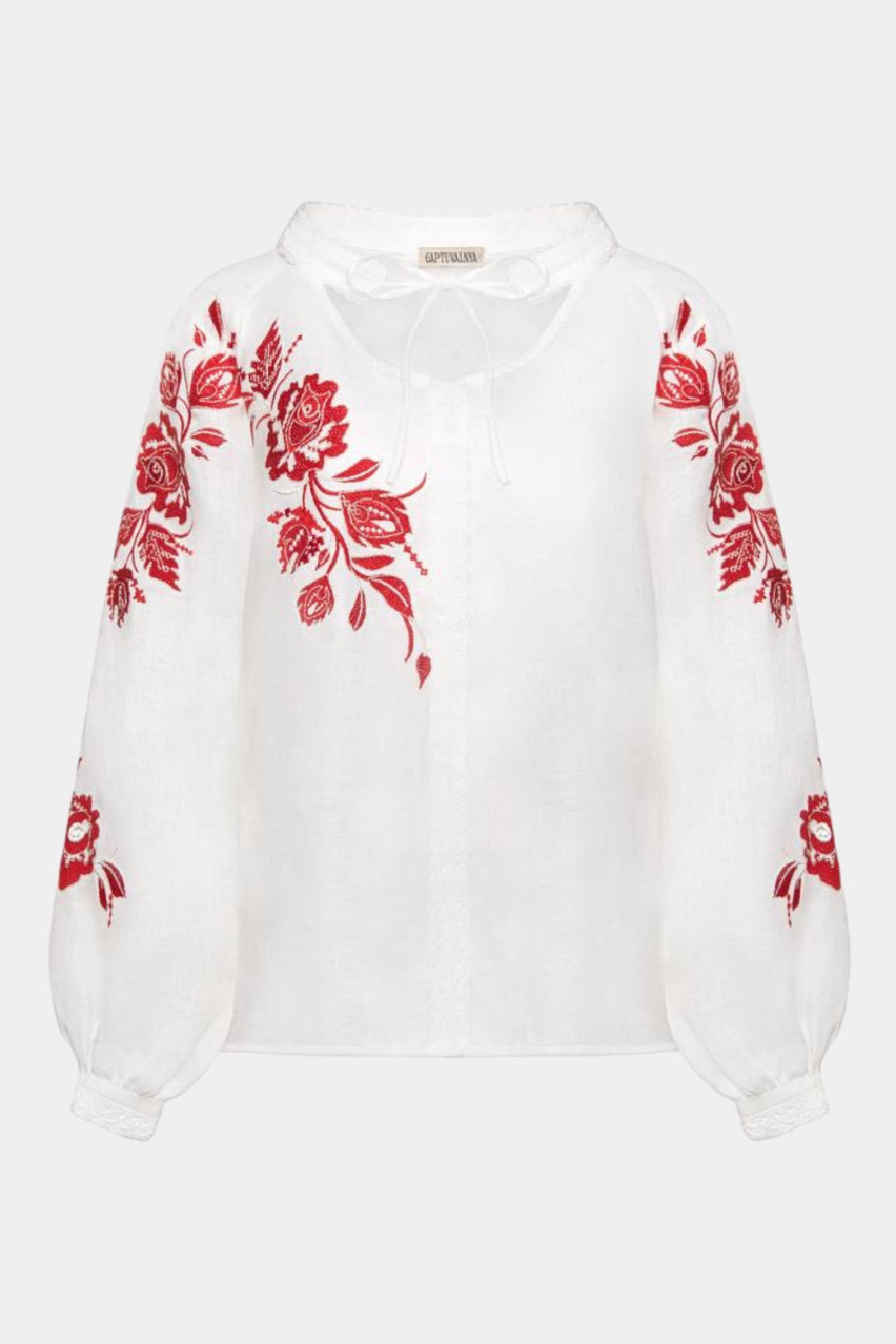 Біла вишита сорочка «Рожа» GAPTUVALNYA