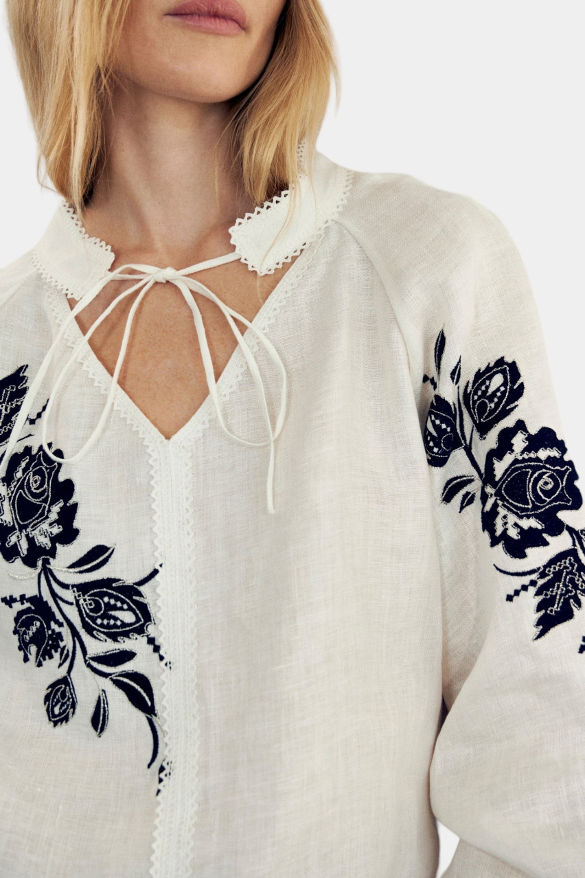 Біла вишита сорочка «Рожа» GAPTUVALNYA