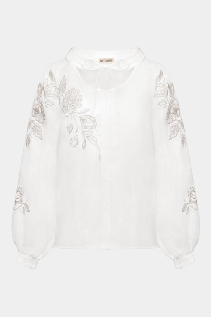 Белая вышитая рубашка «Рожа» GAPTUVALNYA