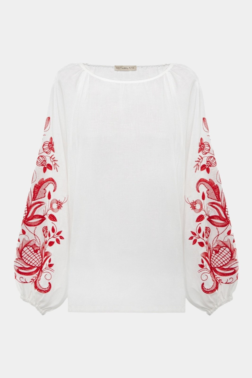 Белая вышиванка по мотивам традиционной рубашки «Гранатова Лоза» GAPTUVALNYA