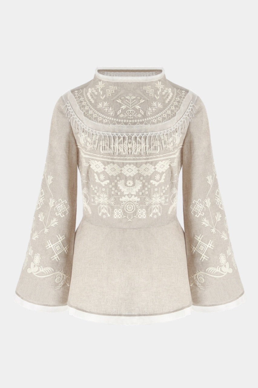 Бежева вишита сорочка Єдності GAPTUVALNYA