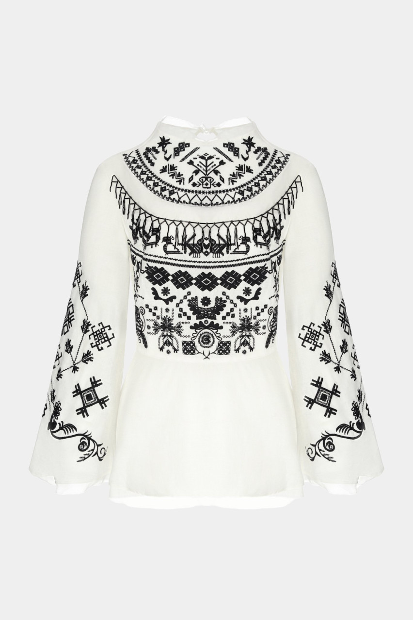 Черно-белая вышитая рубашка Единства GPTV_AA_24083 GAPTUVALNYA