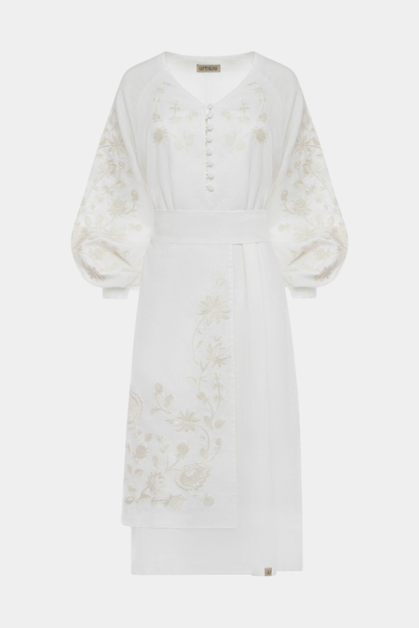 Белое платье «Розмай – білий цвіт» с запаской GPTV_AA_5332 GAPTUVALNYA