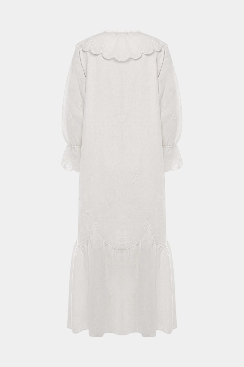 Біла сукня «Ода» з білою вишивкою GPTV_AA_4336 GAPTUVALNYA