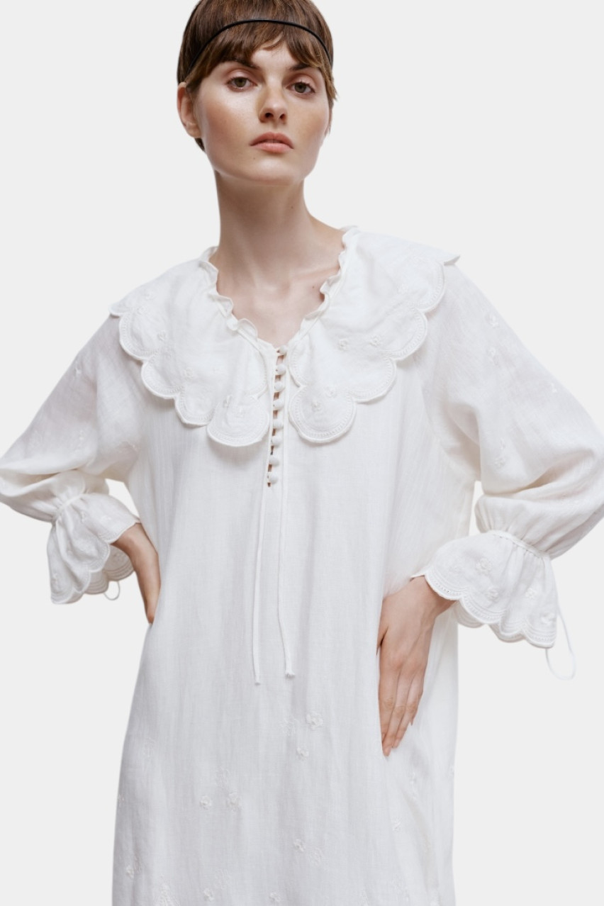 Біла сукня «Ода» з білою вишивкою GPTV_AA_4336 GAPTUVALNYA