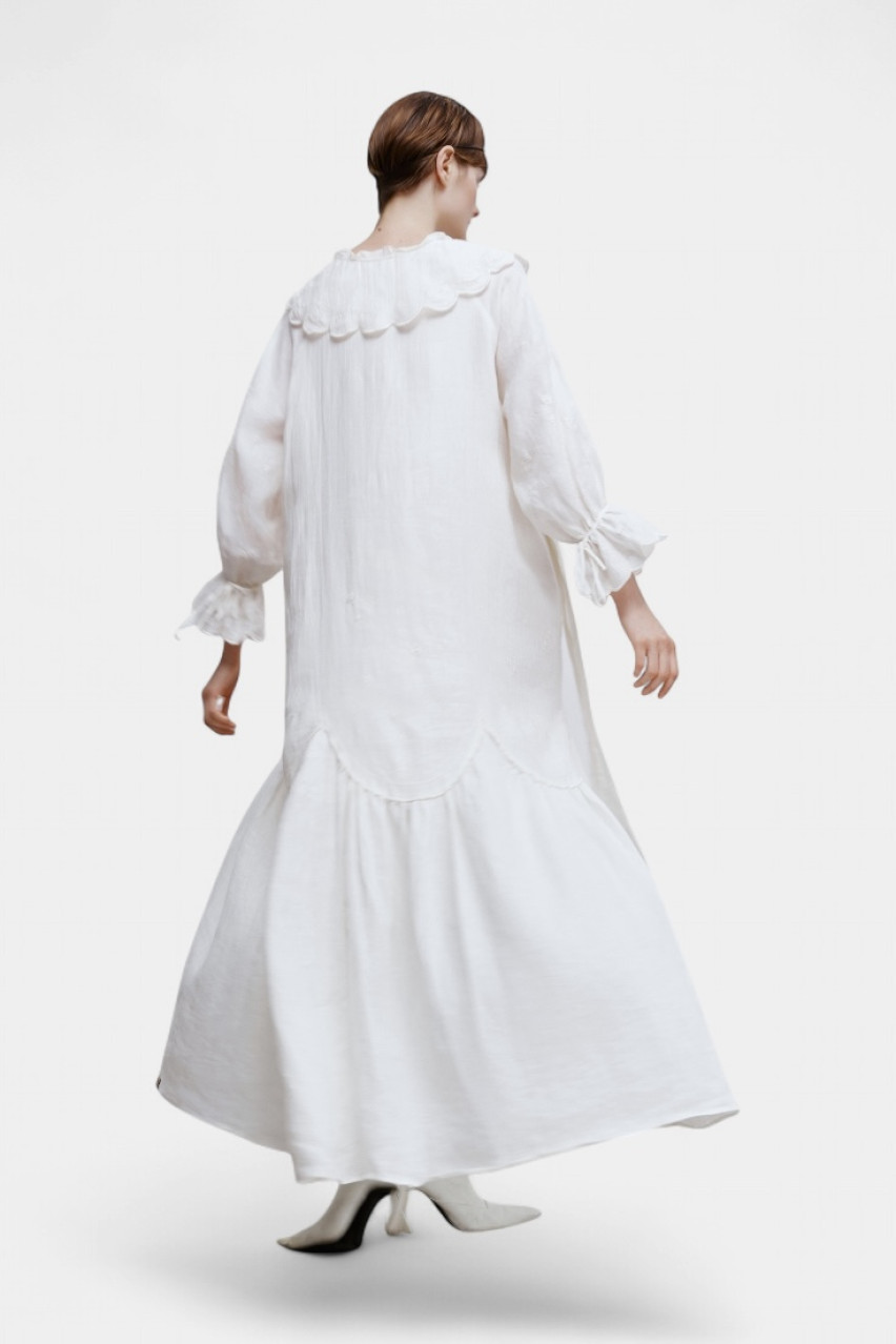 Біла сукня «Ода» з білою вишивкою GPTV_AA_4336 GAPTUVALNYA