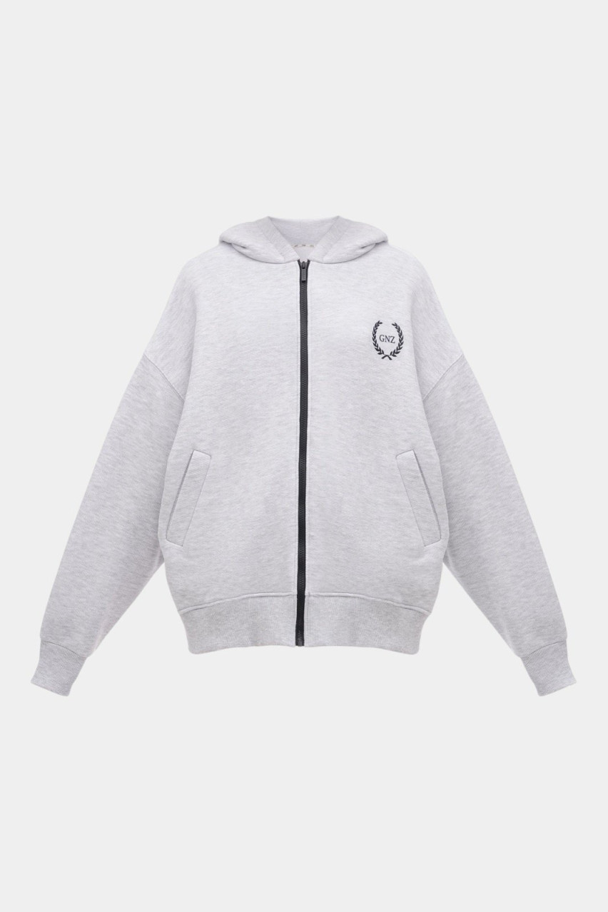 Сіре худі Long on zipper SS24-SP80'-HWlng-Melanje GNZ