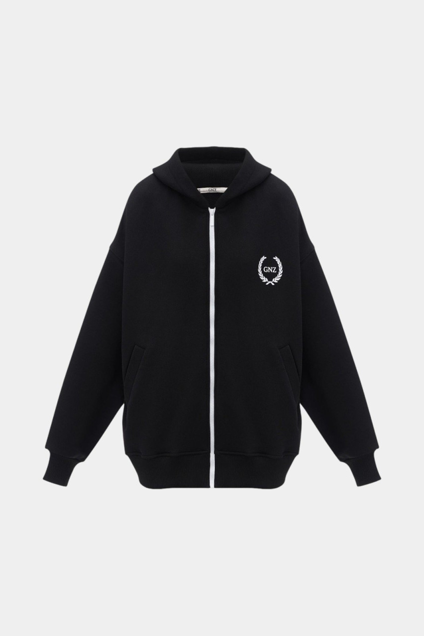 Чорне худі Long on zipper SS24-SP80'-HWlng-Black GNZ
