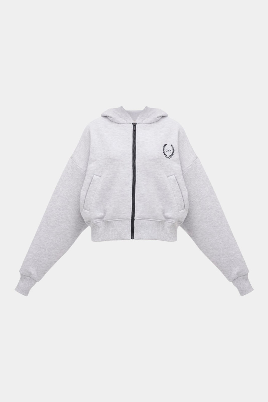 Сіре худі 80' Short on zipper SS24-SP80'-HWsh-Melanje GNZ