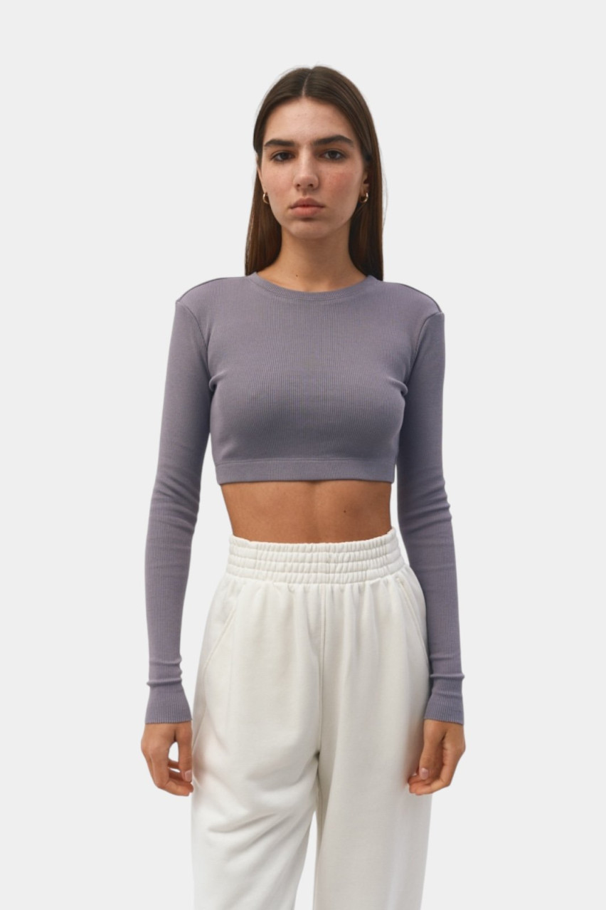 Сиреневый кроп-топ Anna SS22_TopANNA_STEEL GNZ