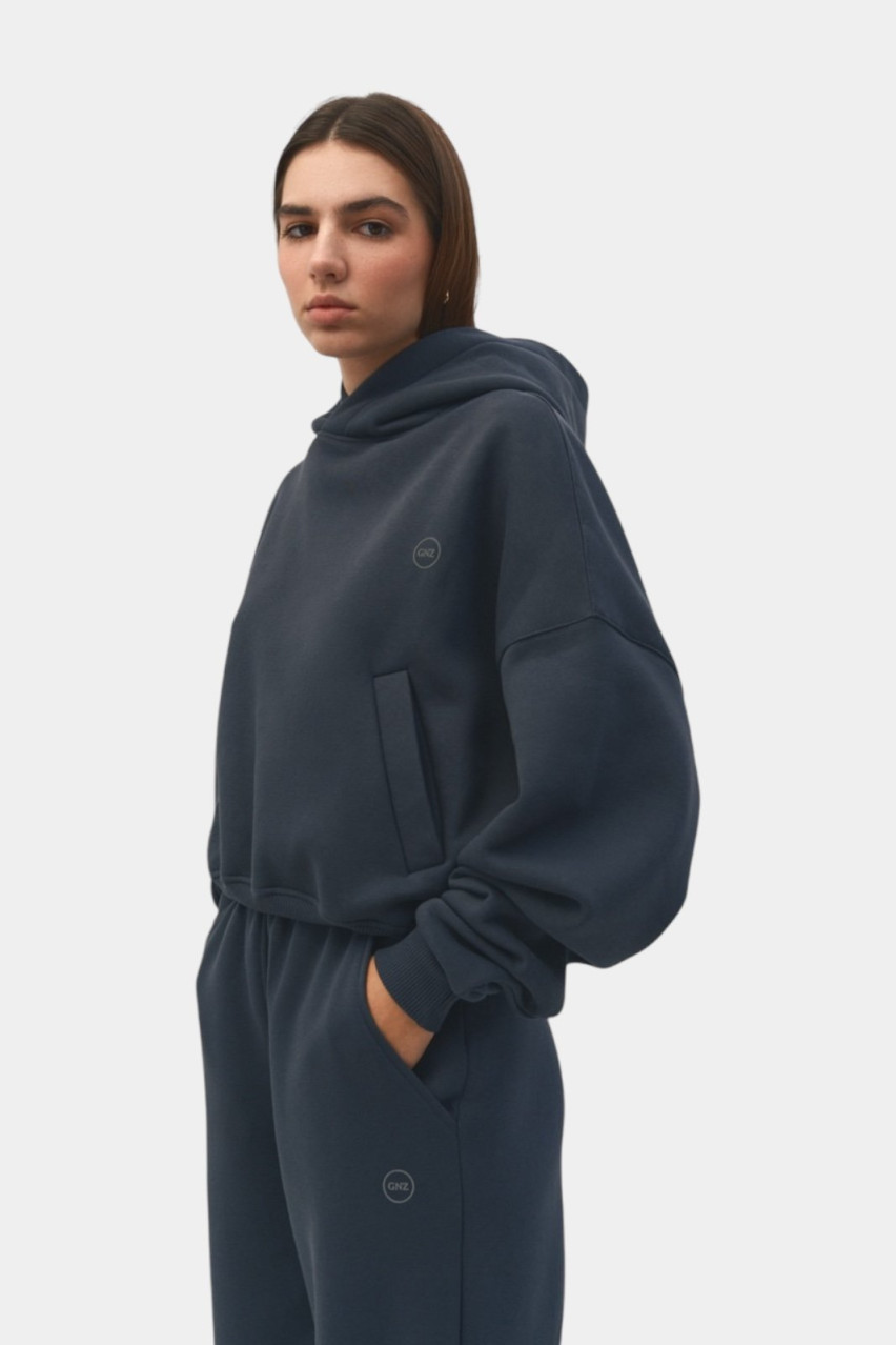 Графітове вкорочене худі Permanent Collection, short SS24РС_HWsh_Storm GNZ