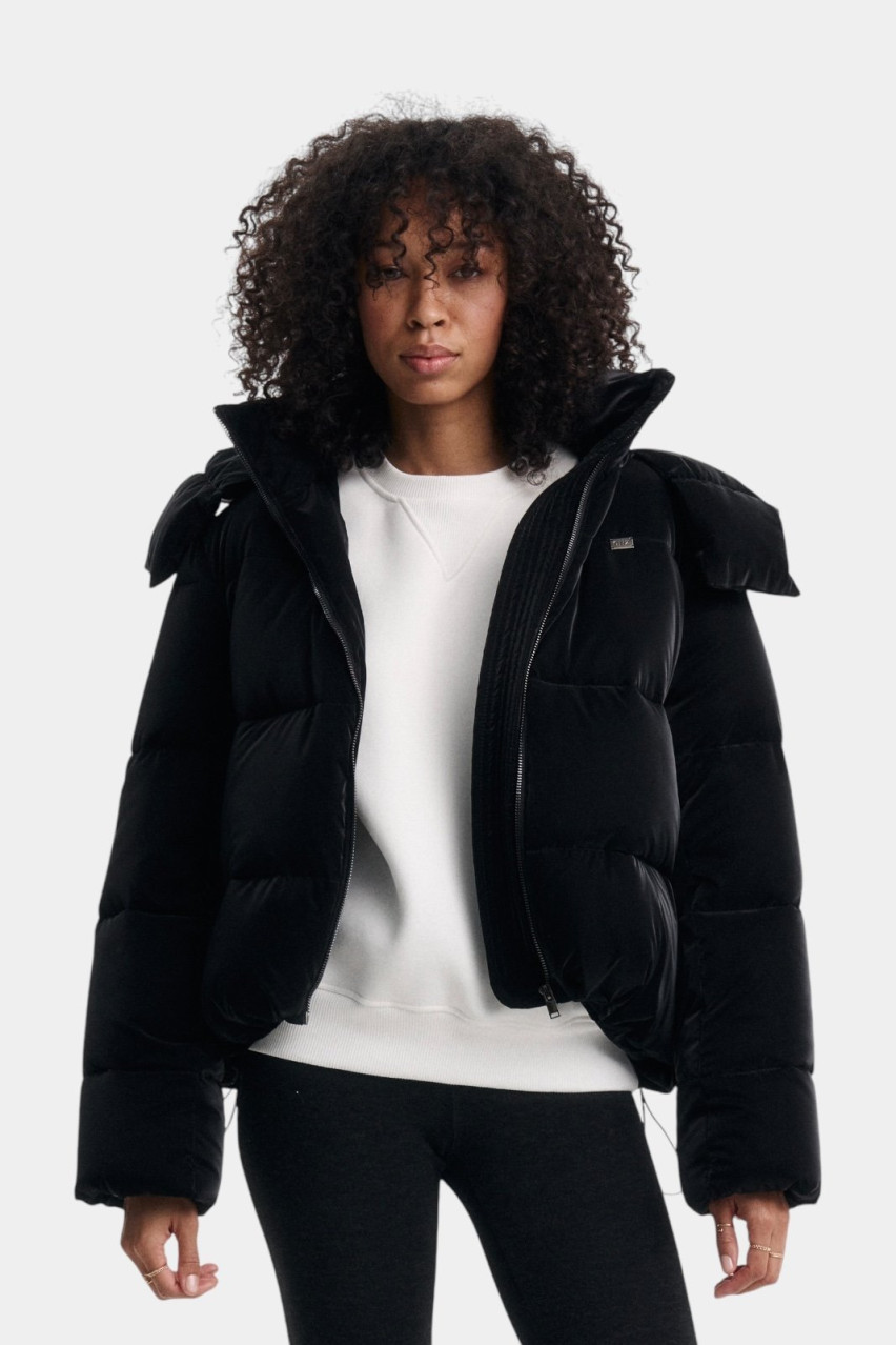 Чорний вкорочений пуховик Black Velvet FW24-25_Short_Velour_Bl GNZ