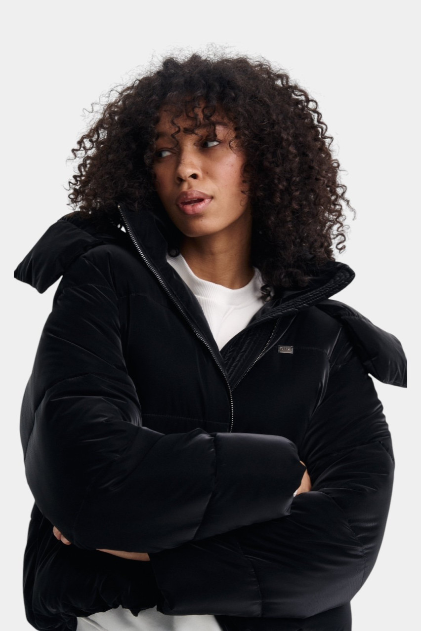 Чорний вкорочений пуховик Black Velvet FW24-25_Short_Velour_Bl GNZ