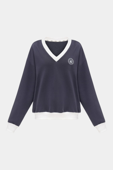 Графитовый свитшот Jane с V-образным вырезом