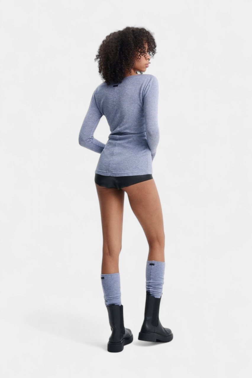 Сіро-блакитний кашеміровий лонгслів з вирізом-човником SS25LNG_ang_b_Grey GNZ