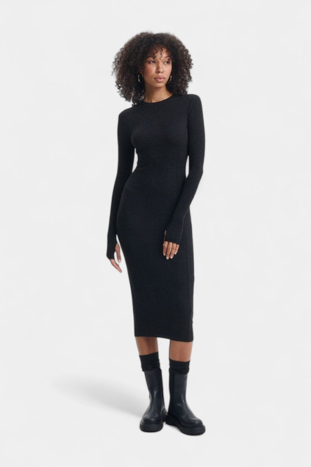 Антрацитова кашемірова сукня з круглим вирізом