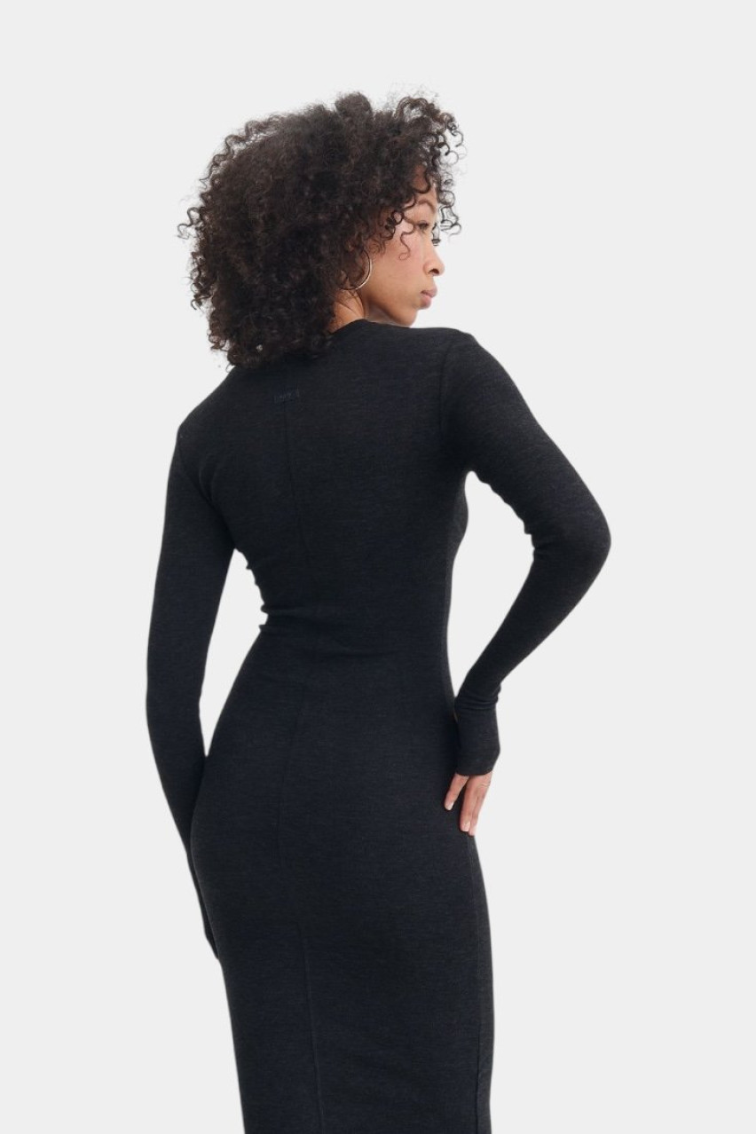 Антрацитова кашемірова сукня з круглим вирізом SS25DRcr.n_cash.long_Anth GNZ