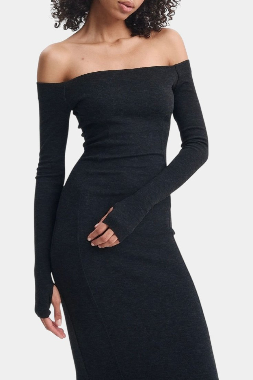 Антрацитова кашемірова сукня з відкритими плечима SS25DRbard_cash.long_Anth GNZ