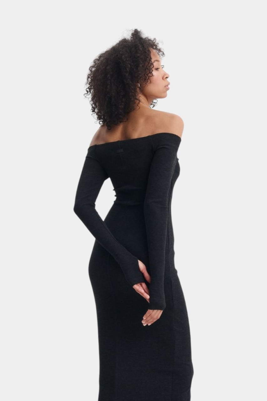 Антрацитова кашемірова сукня з відкритими плечима SS25DRbard_cash.long_Anth GNZ