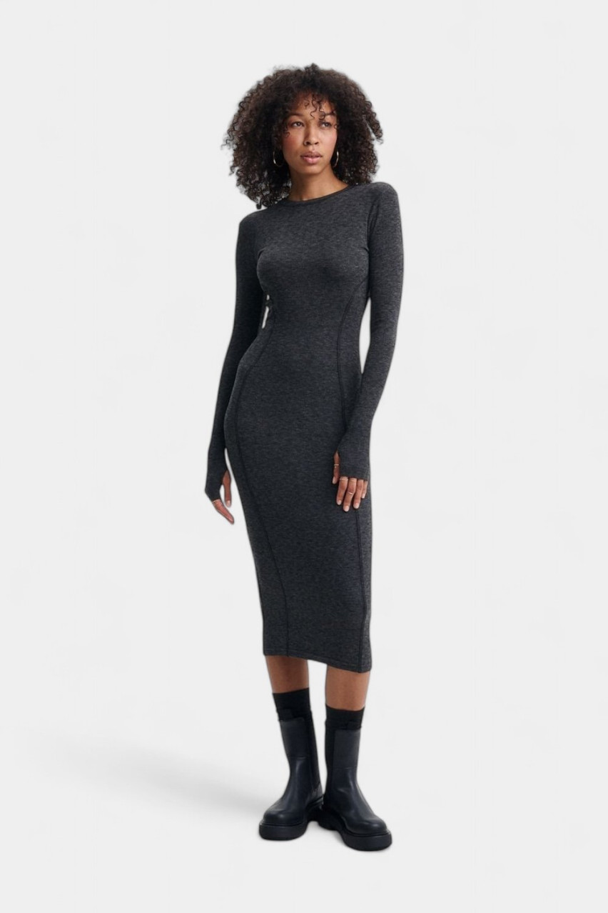 Темно-сіра кашемірова сукня з круглим вирізом SS25DRcr.n_cash.long_Grey GNZ