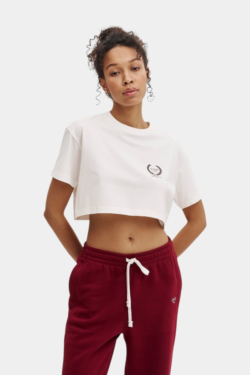 Молочная укороченная футболка Vintage GNZ