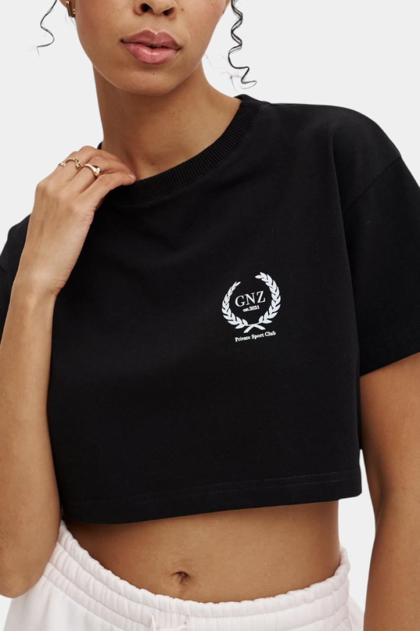 Черная укороченная футболка Vintage GNZ