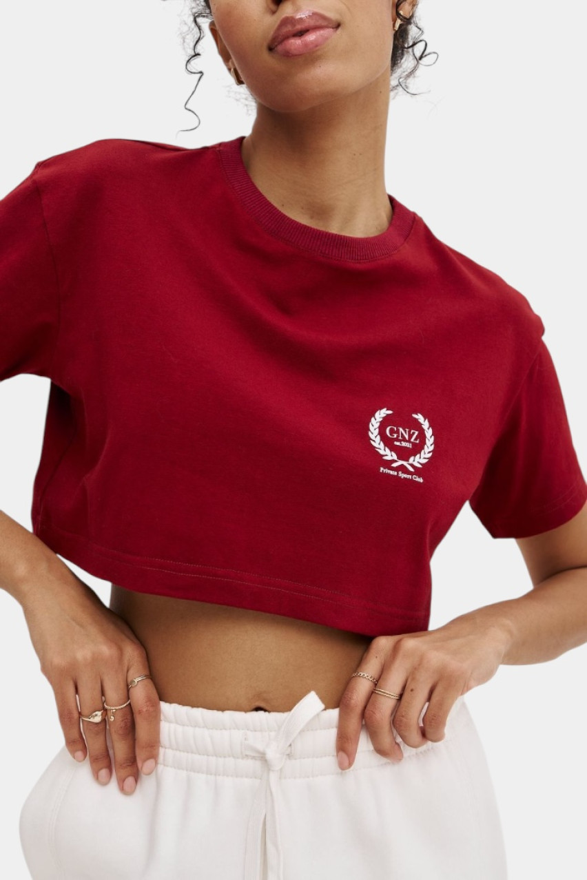 Бордова вкорочена футболка Vintage GNZ