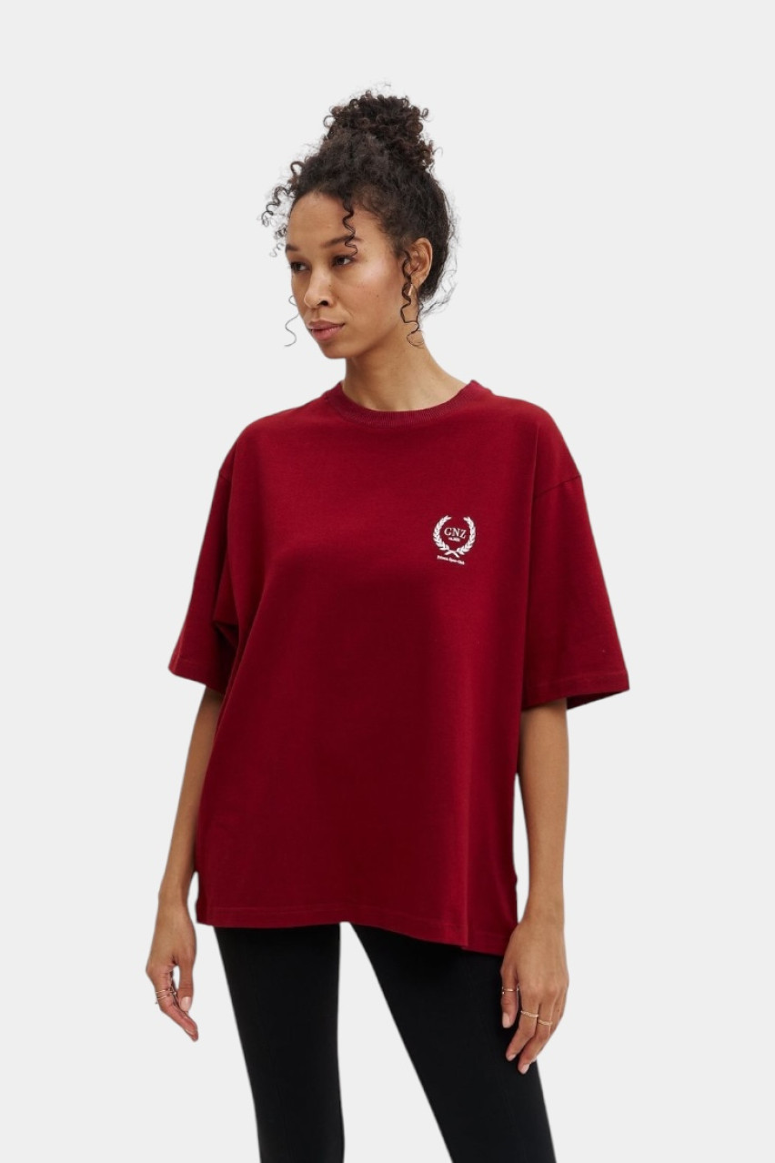 Бордовая оверсайз футболка Vintage GNZ