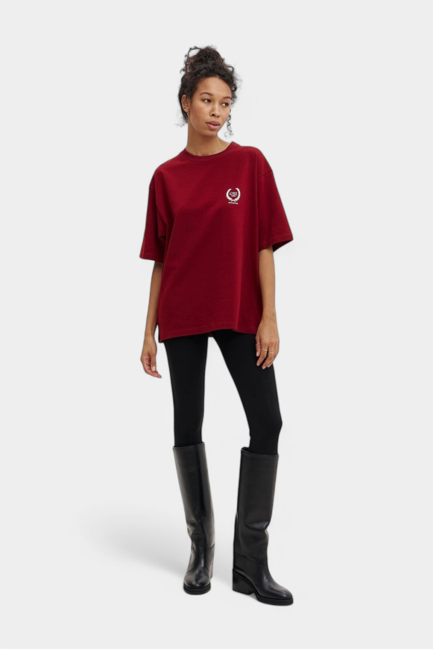 Бордовая оверсайз футболка Vintage GNZ