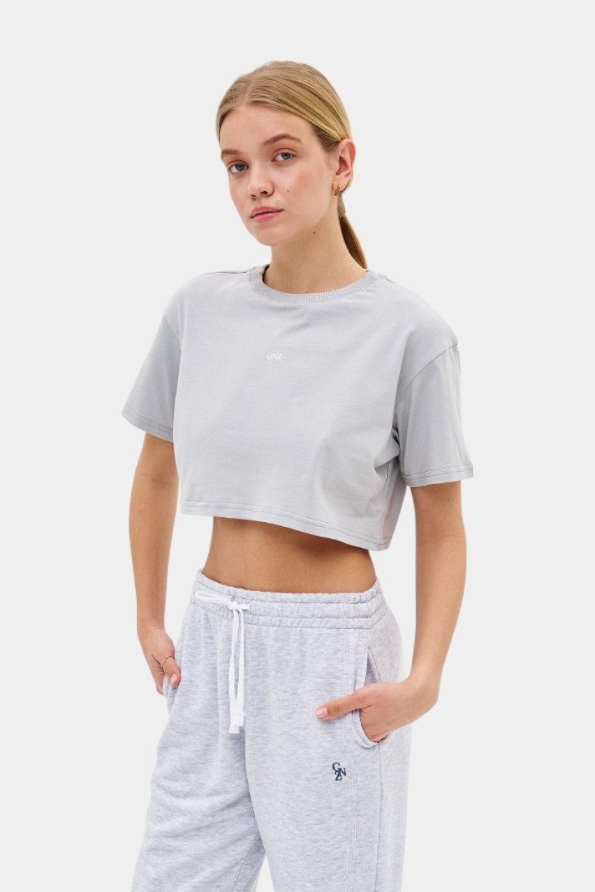 Серая укороченная футболка Permanent Collection GNZ