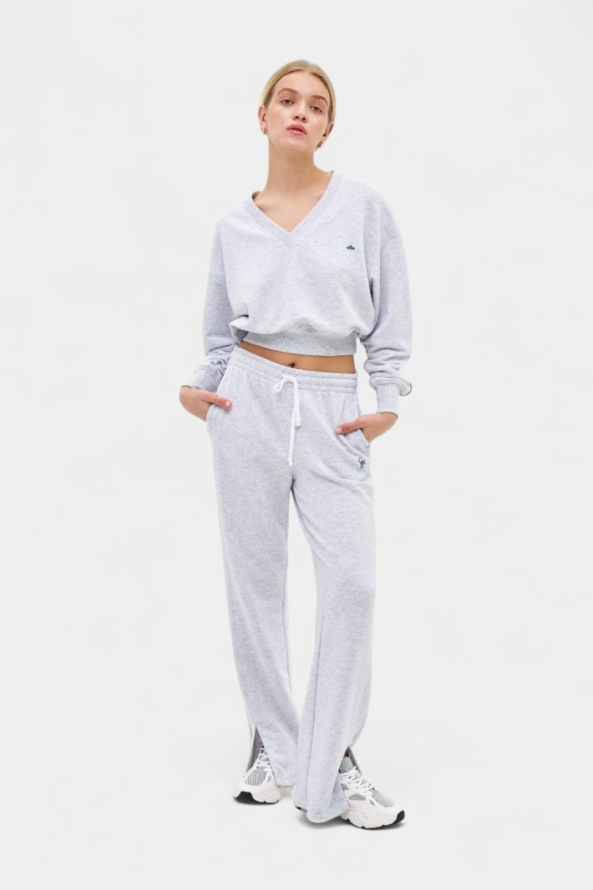 Серый свитшот Vera Elegance с V-образным вырезом GNZ