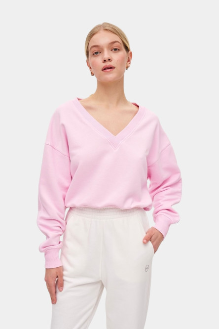 Розовый свитшот Vera Elegance с V-образным вырезом