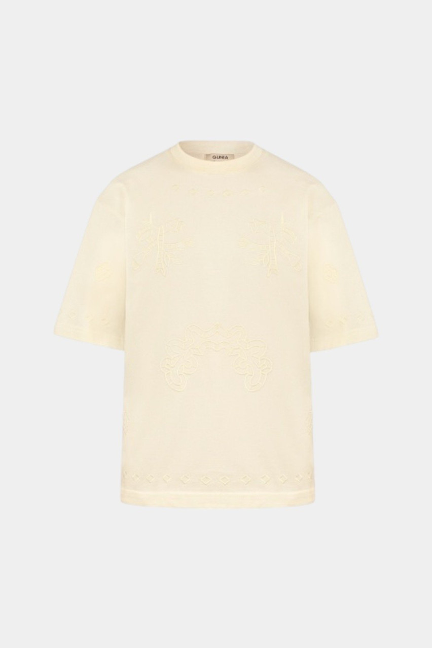 Молочная вышитая футболка «Мальва» TS-001-VS GUNIA Project
