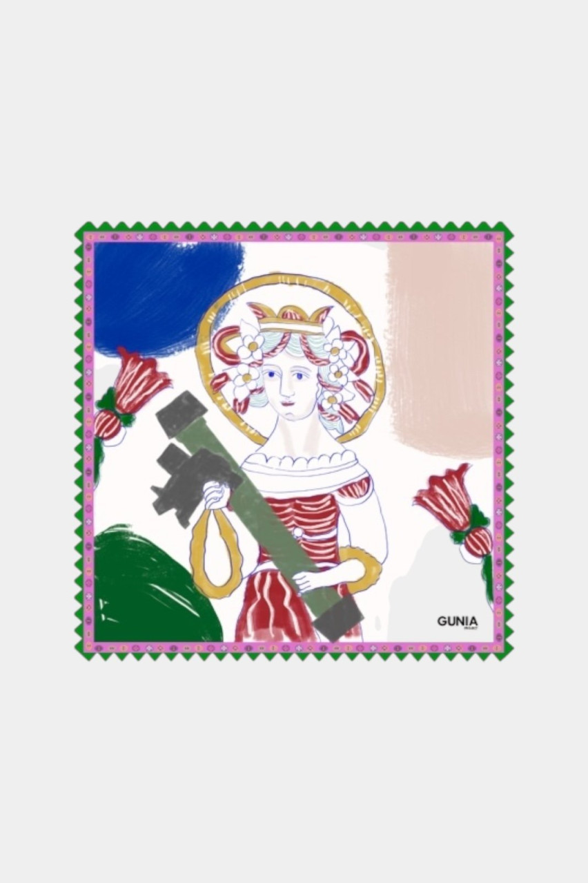 Шовкова хустка зі Святою Варварою та Джавеліном HS-043-S-55 GUNIA Project