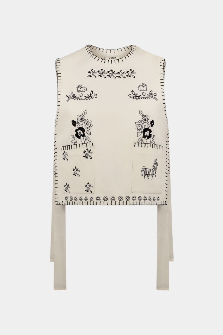 Молочний вишитий жилет «Вацлава» VT-001-VS GUNIA Project