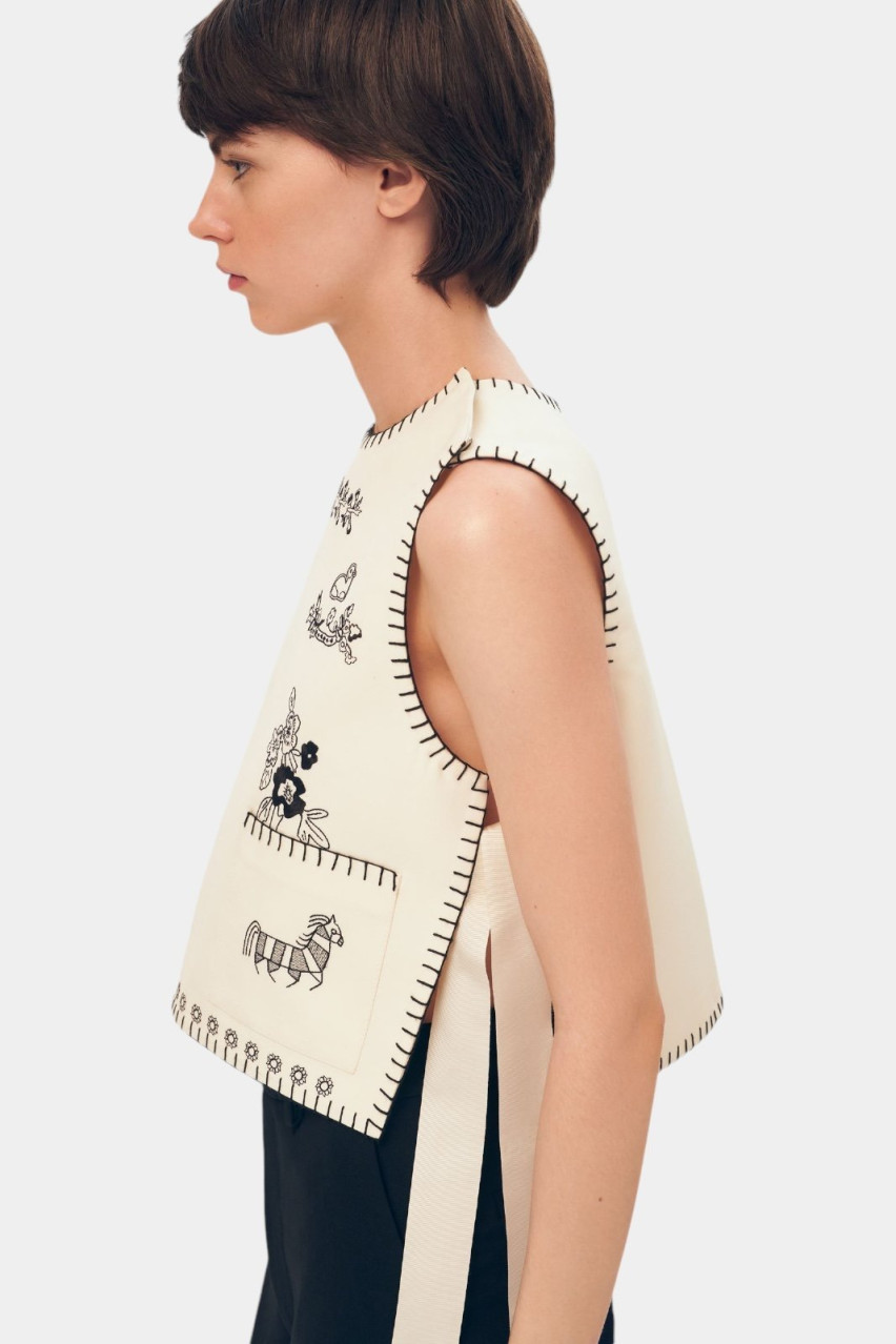 Молочний вишитий жилет «Вацлава» VT-001-VS GUNIA Project