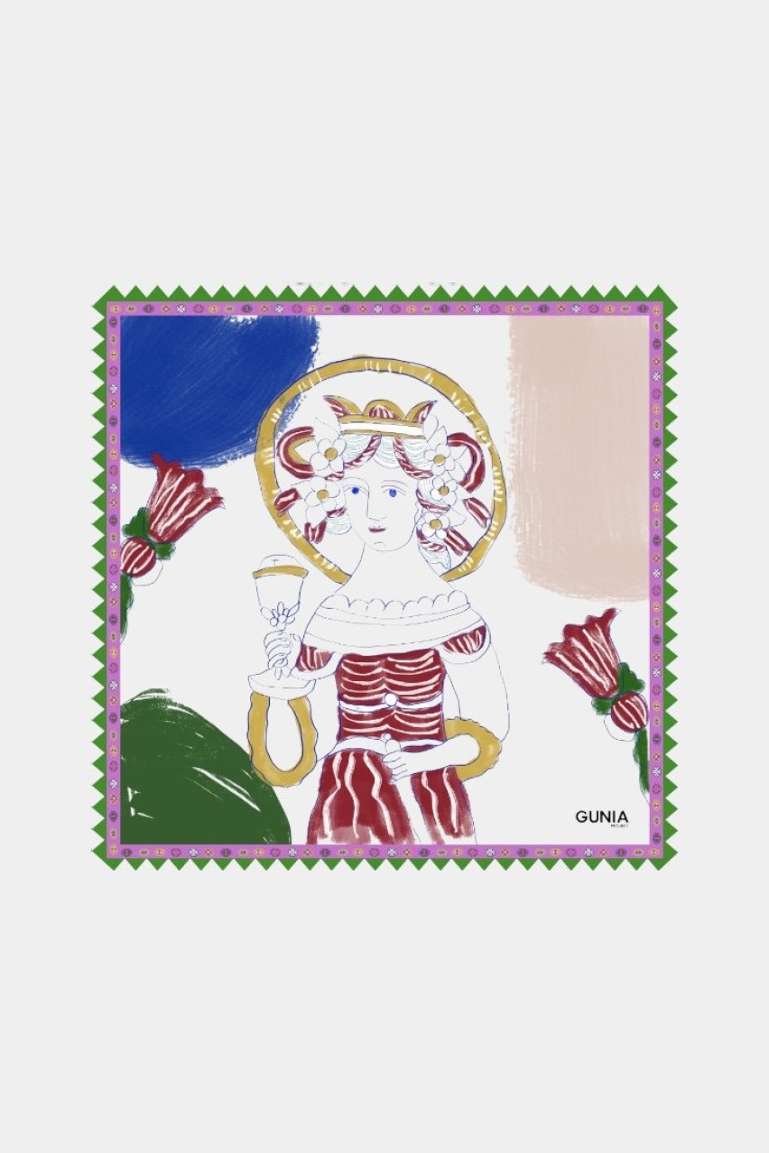 Шелковый платок со Святой Варварой HS-010-S-55 GUNIA Project