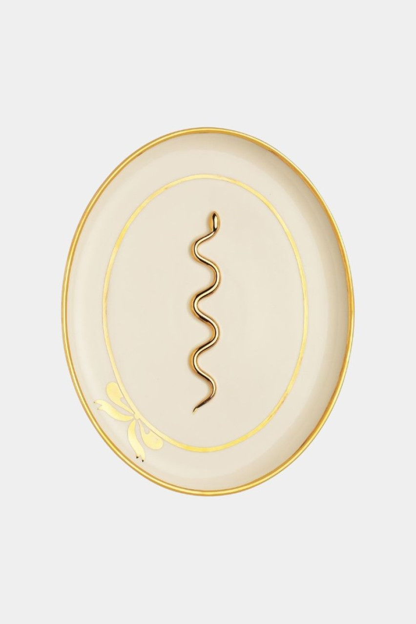 Молочная рельефная тарелка «Созвездие» с позолотой PL-007-SN GUNIA Project