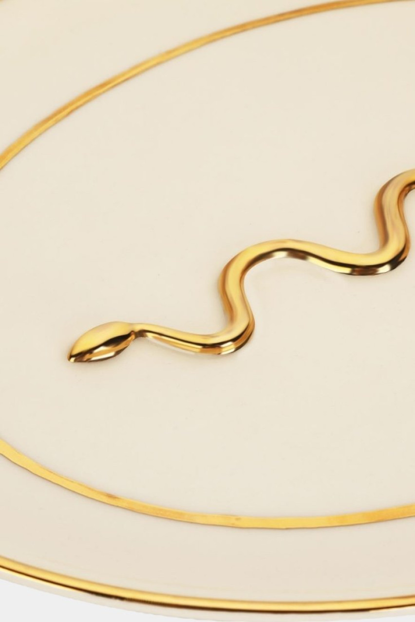 Молочная рельефная тарелка «Созвездие» с позолотой PL-007-SN GUNIA Project