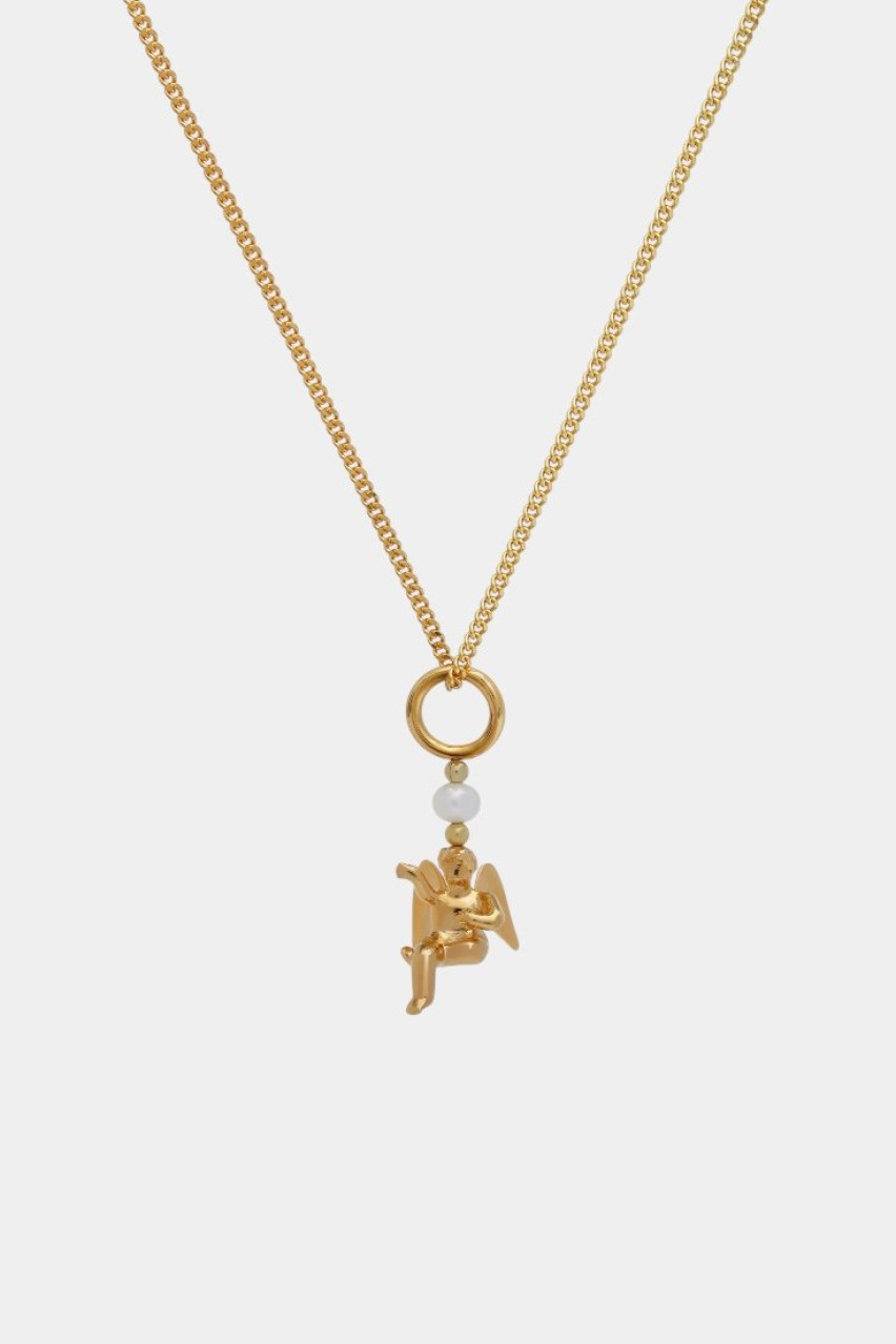 Позолочений підвіс «Янгол» з перлиною та ланцюжком PD-005-SN GUNIA Project