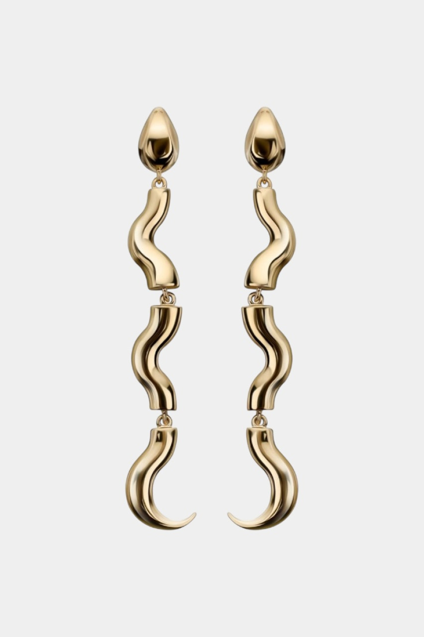 Позолоченные длинные серьги «Змея» EA-005-SN GUNIA Project
