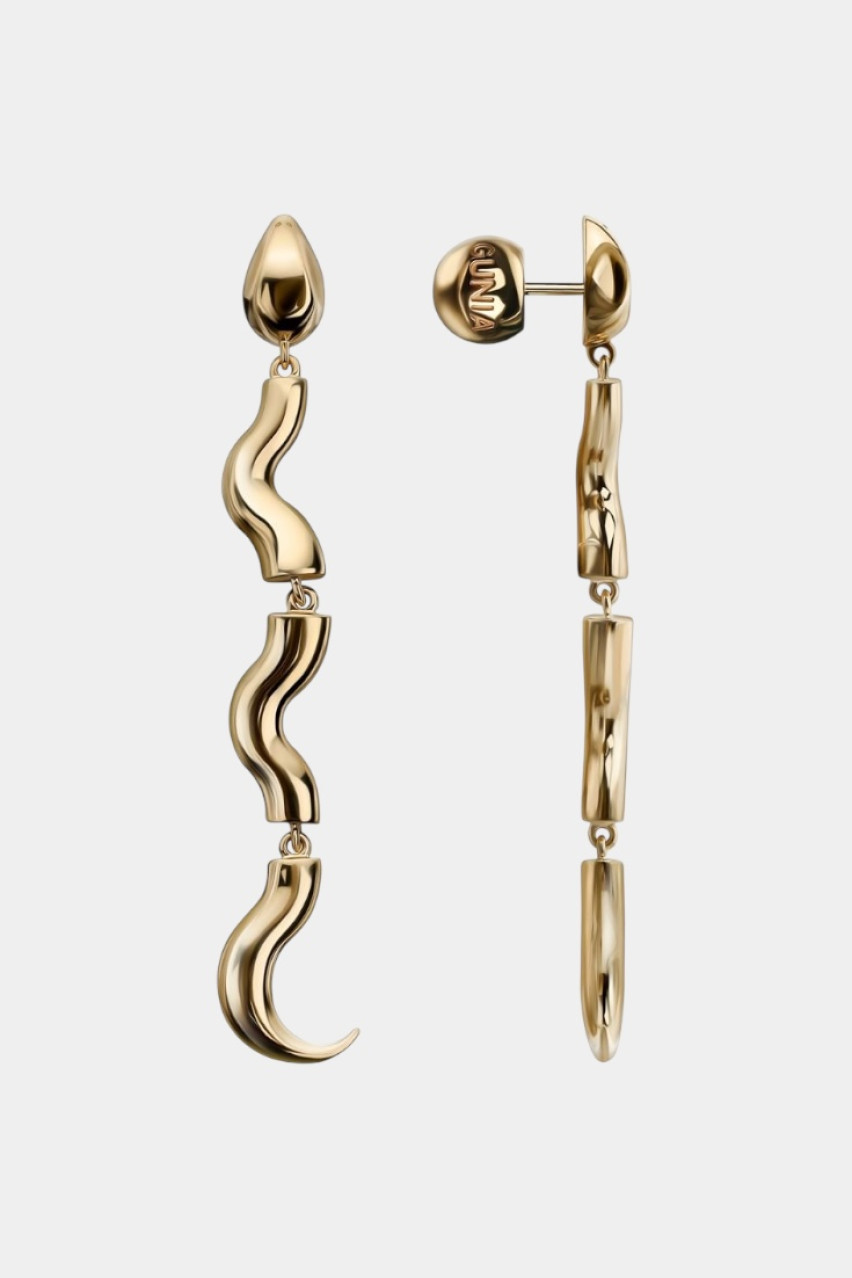 Позолоченные длинные серьги «Змея» EA-005-SN GUNIA Project