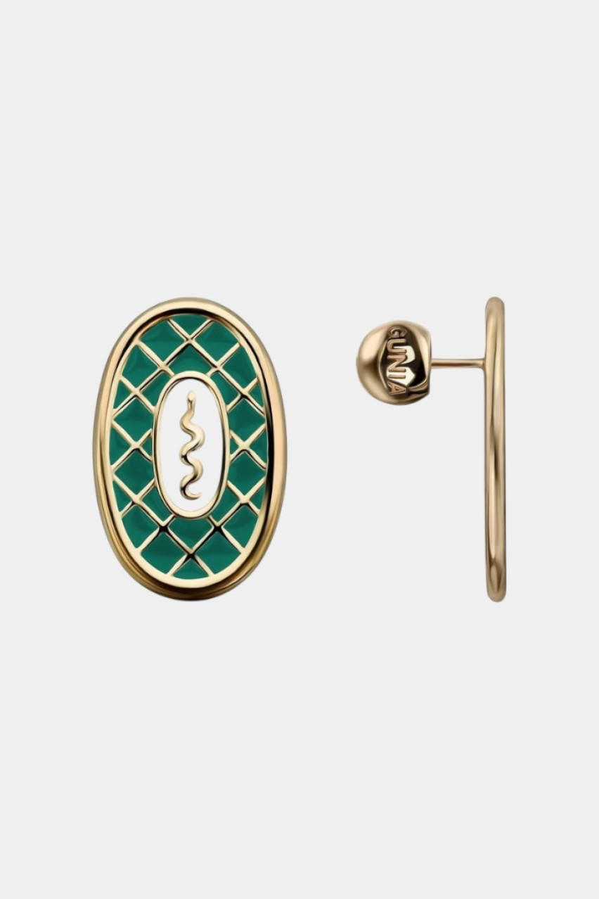 Зеленые серьги «Змея» с позолотой EA-003-SN GUNIA Project