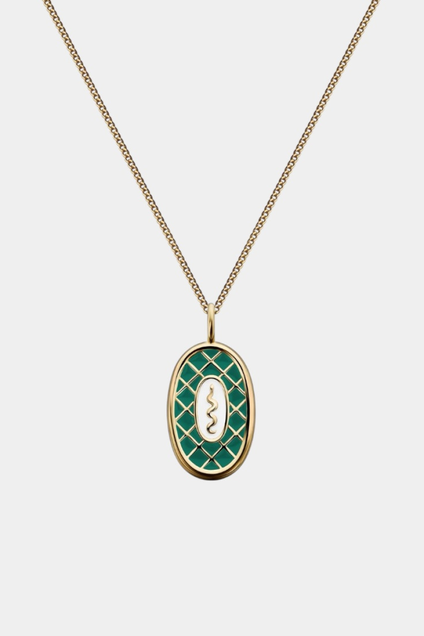 Зеленый подвес «Змея» с позолоченной цепочкой PD-002-SN GUNIA Project