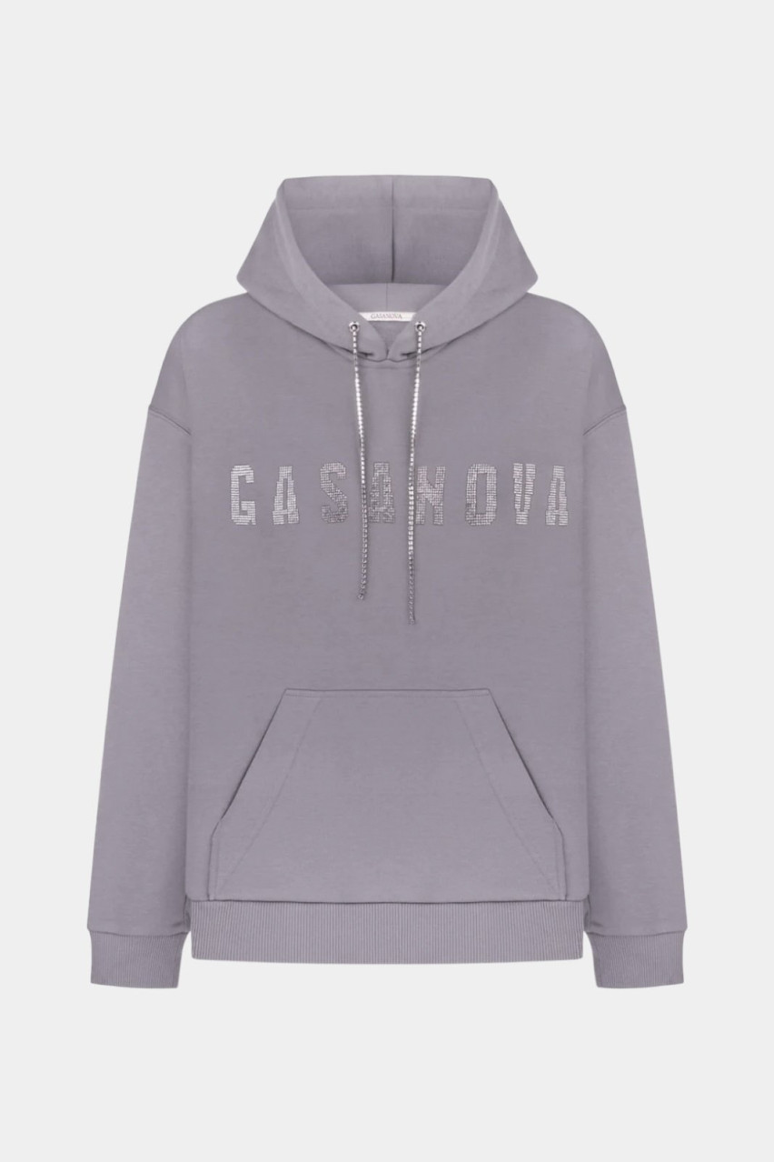 Бузкове худі зі стразовим надписом