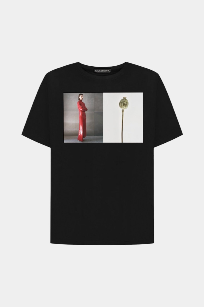 Черная футболка с принтом 05Tee-s406C GASANOVA