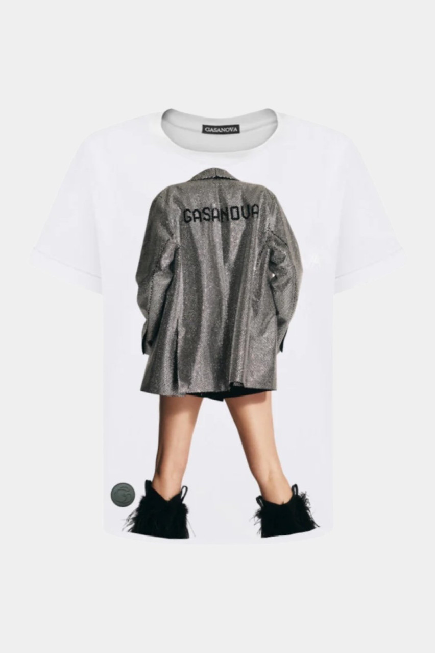 Белая футболка с принтом GASANOVA